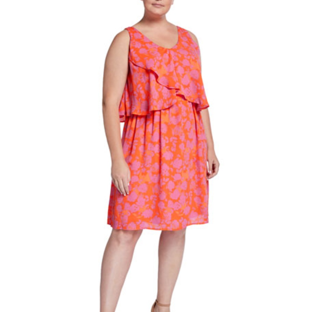 New Bobeau Lane Floral Double V Sleeveless Dress